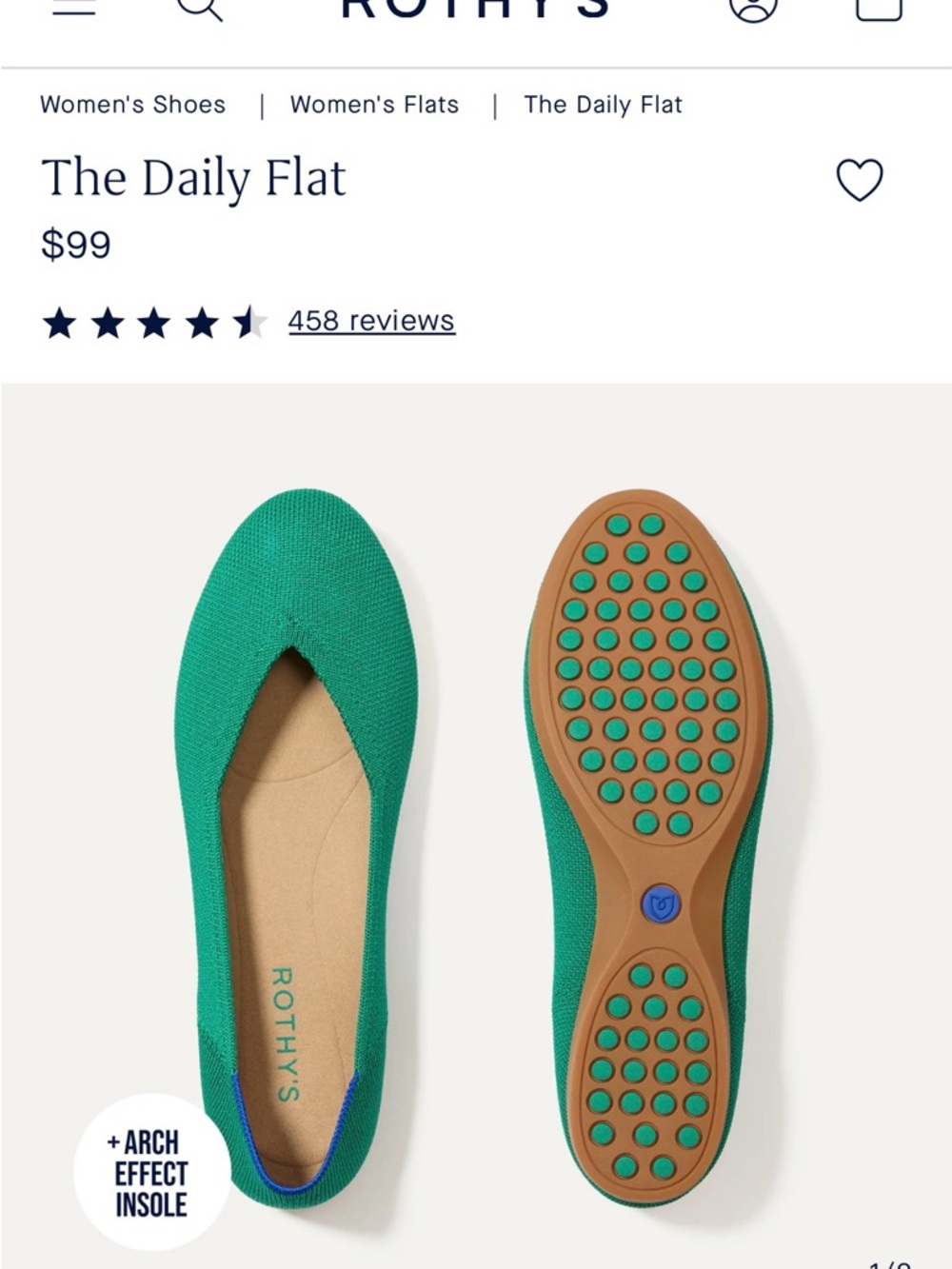 NWT Rothy's The Daily Flat in clover